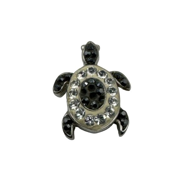 Sterling Silver Marcasite Encrusted Turtle Pendant Only .75 inch - Picture 1 of 5